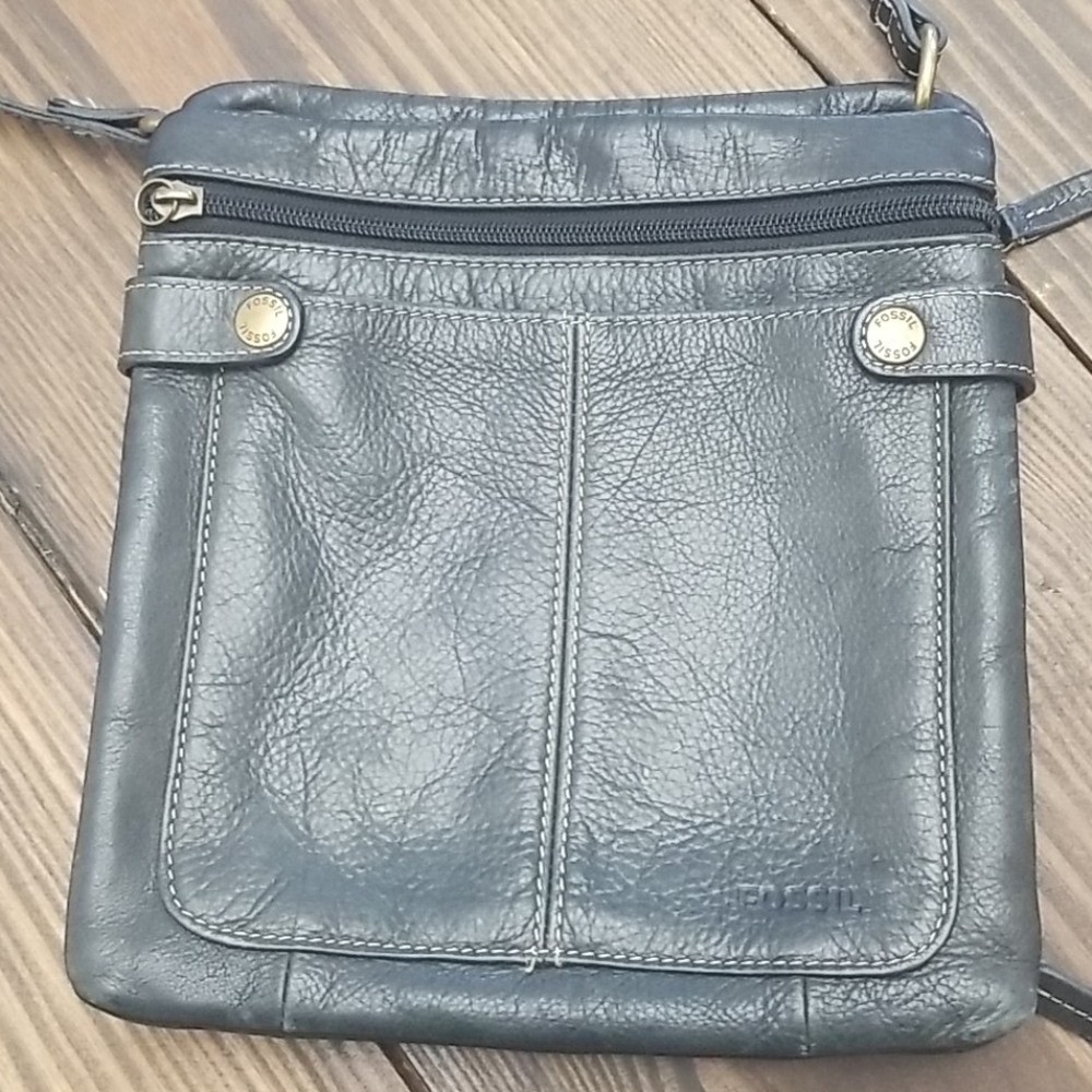 Fossil Black Leather Crossbody Purse